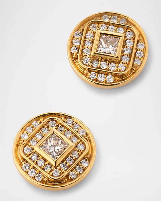 18K Veni Diamond Pave Stud Earrings